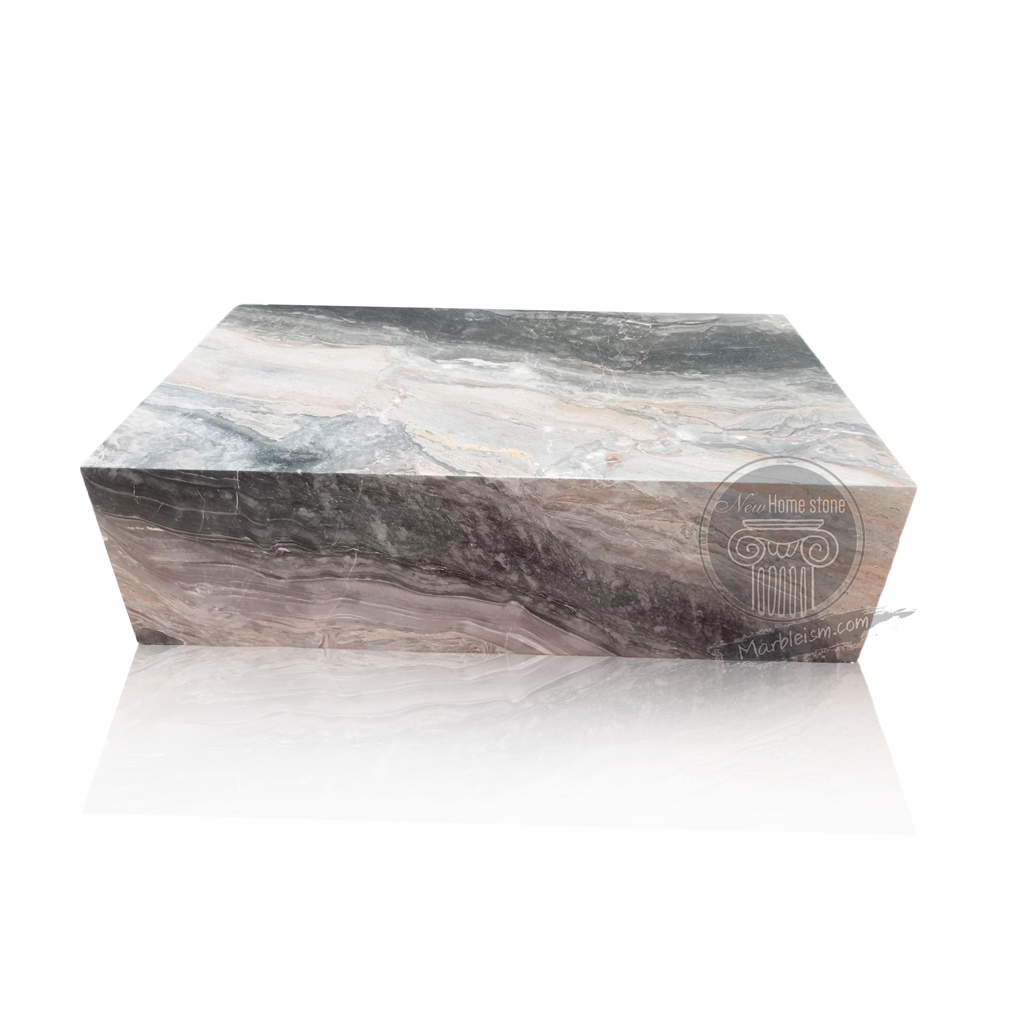 Plinth block marble coffee table