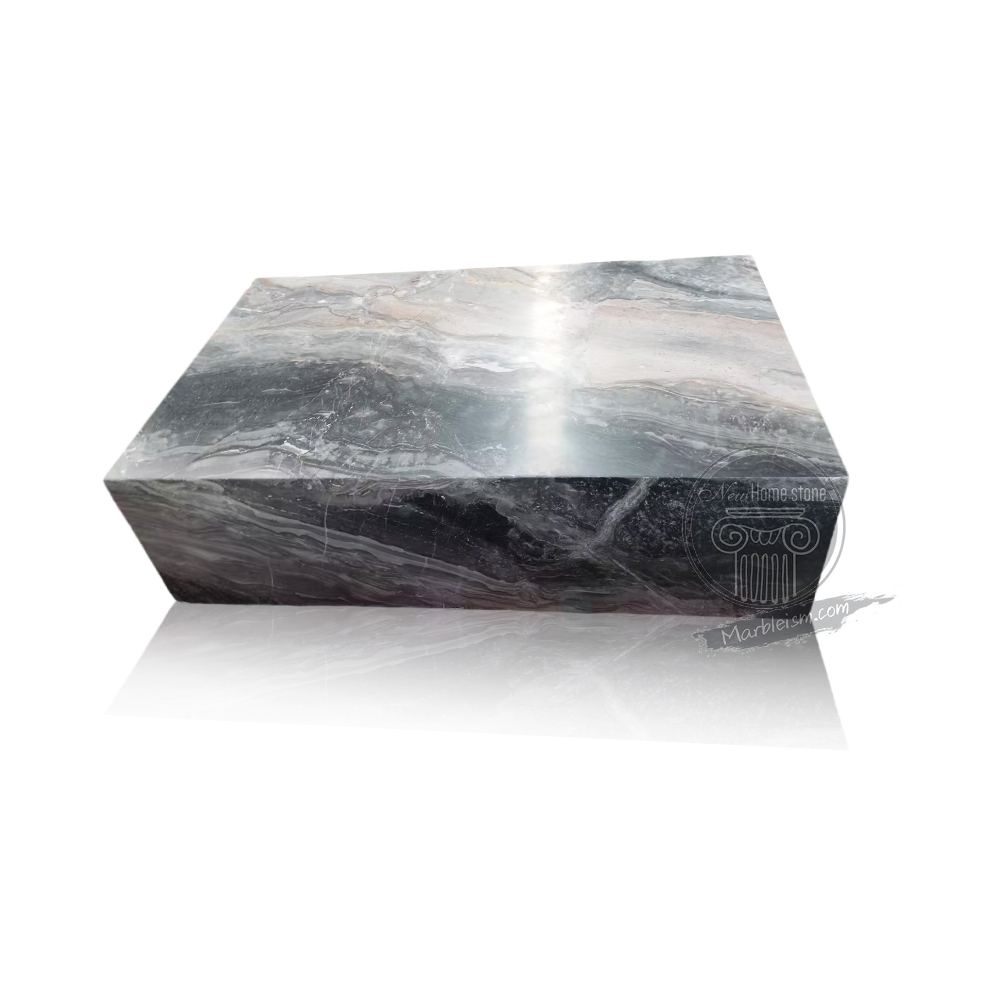 Plinth block marble coffee table