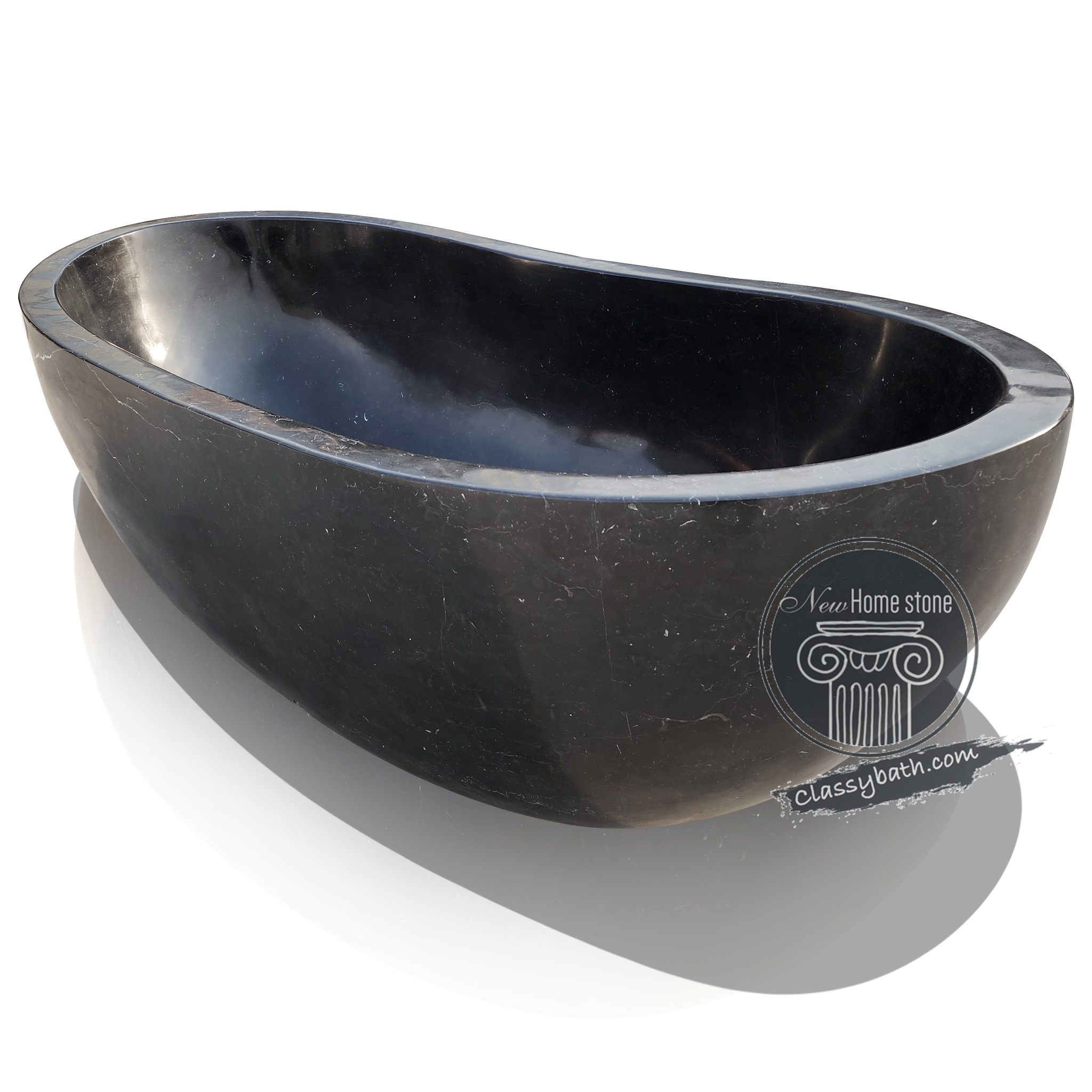 Handcrafted Nero Marquina Stone Bathtub