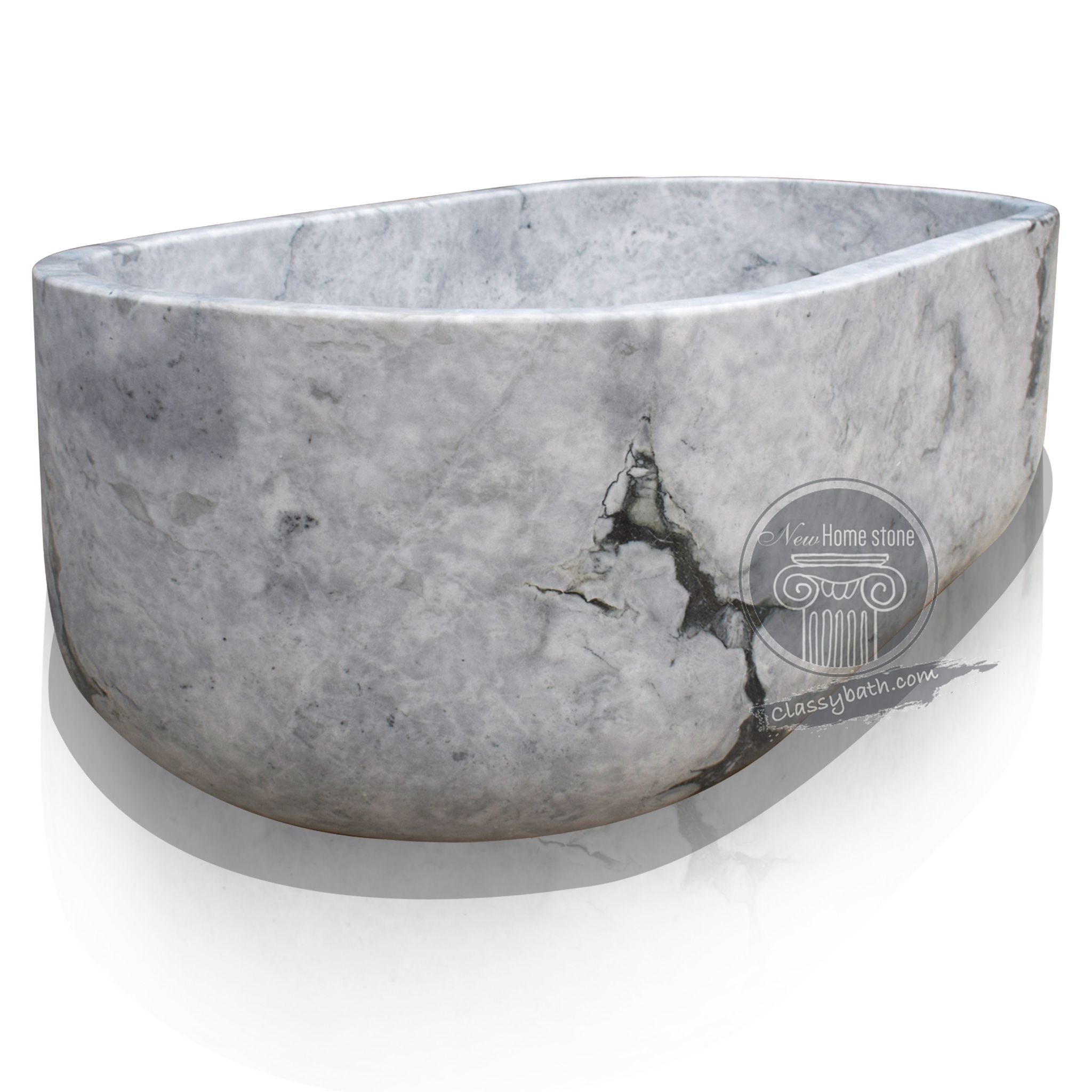 White Marble Bathtub Made from Arabescato Marble