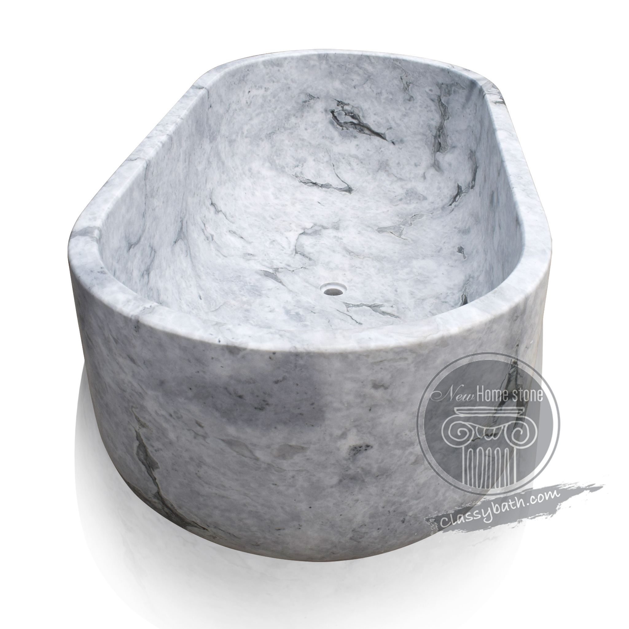 White Marble Bathtub Made from Arabescato Marble