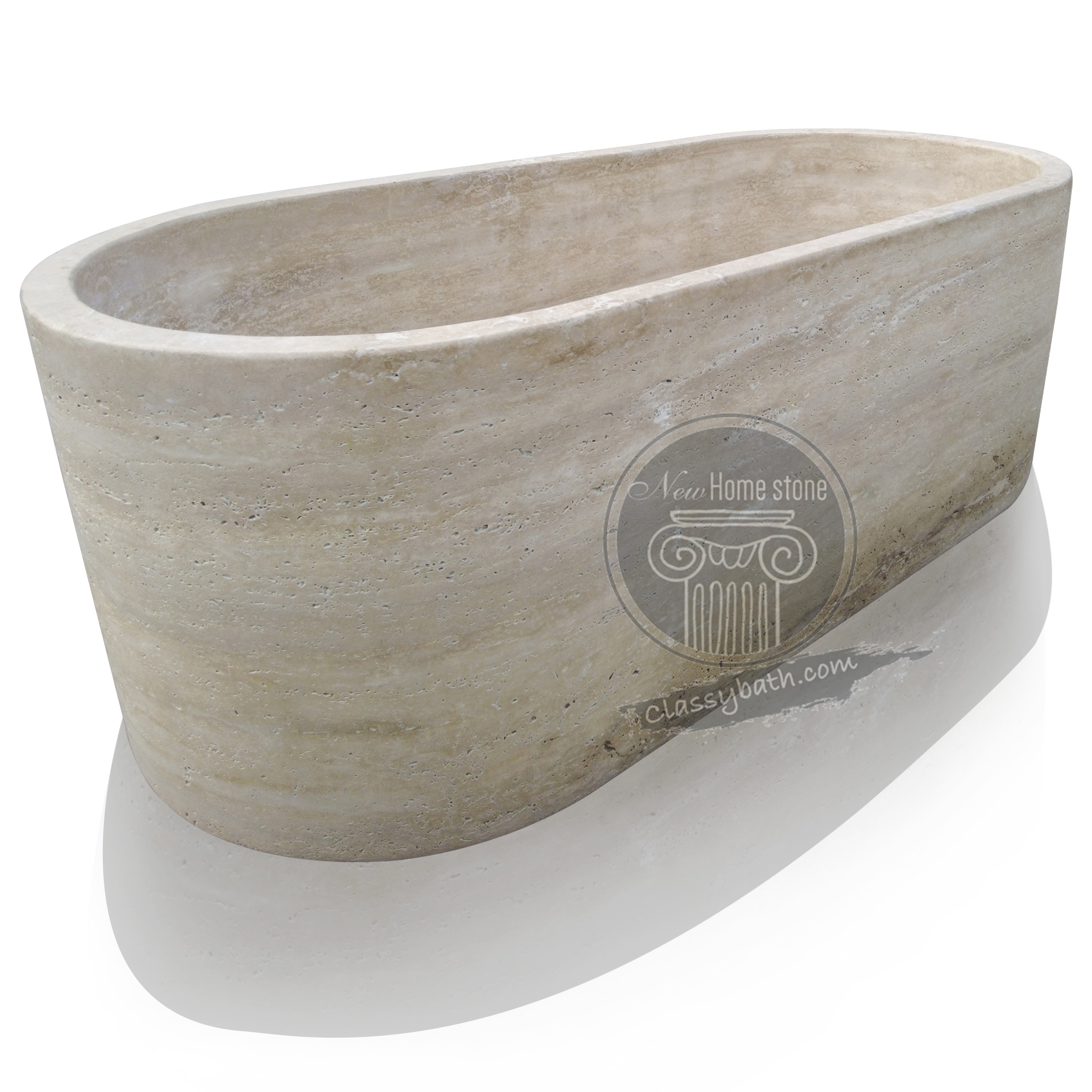 Spacious Travertine Bathtub for Two