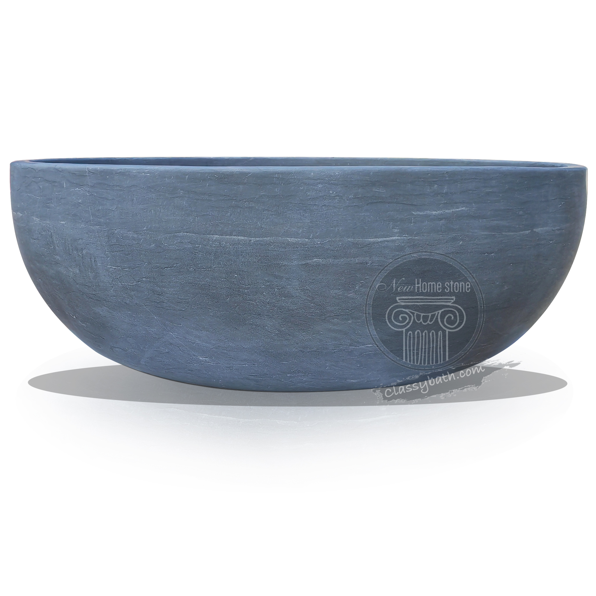 Matte Black Marble Hand-Carved Bathtub