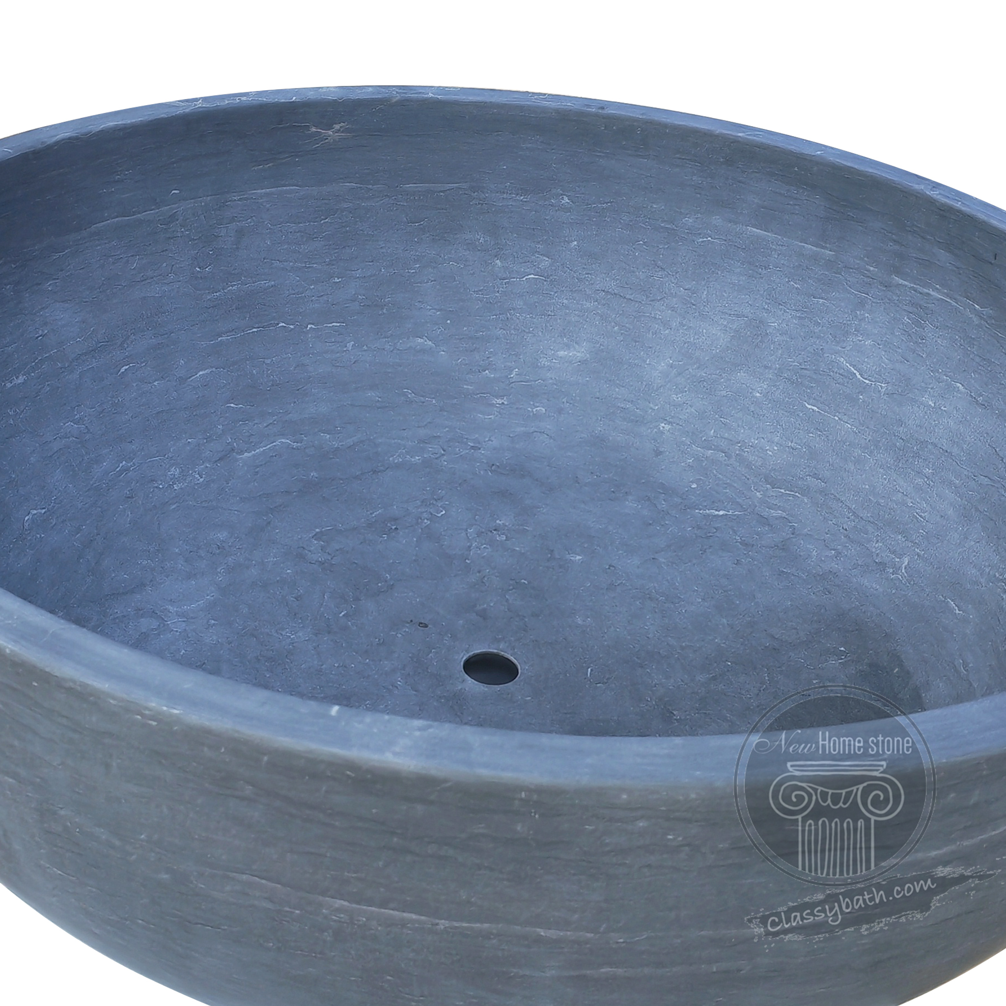 Matte Black Marble Hand-Carved Bathtub