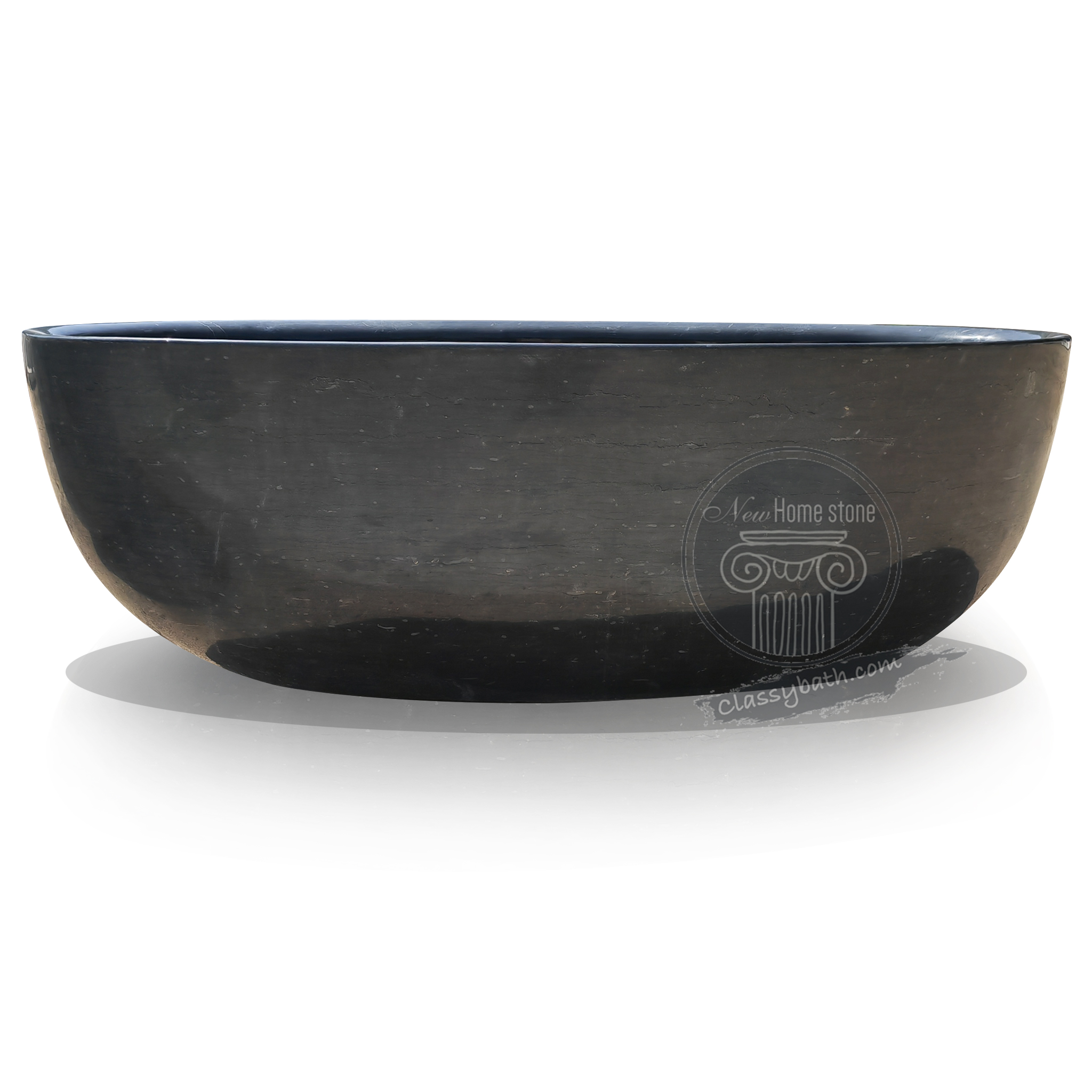 Pure Black Marble Hand-Carved Bathtub