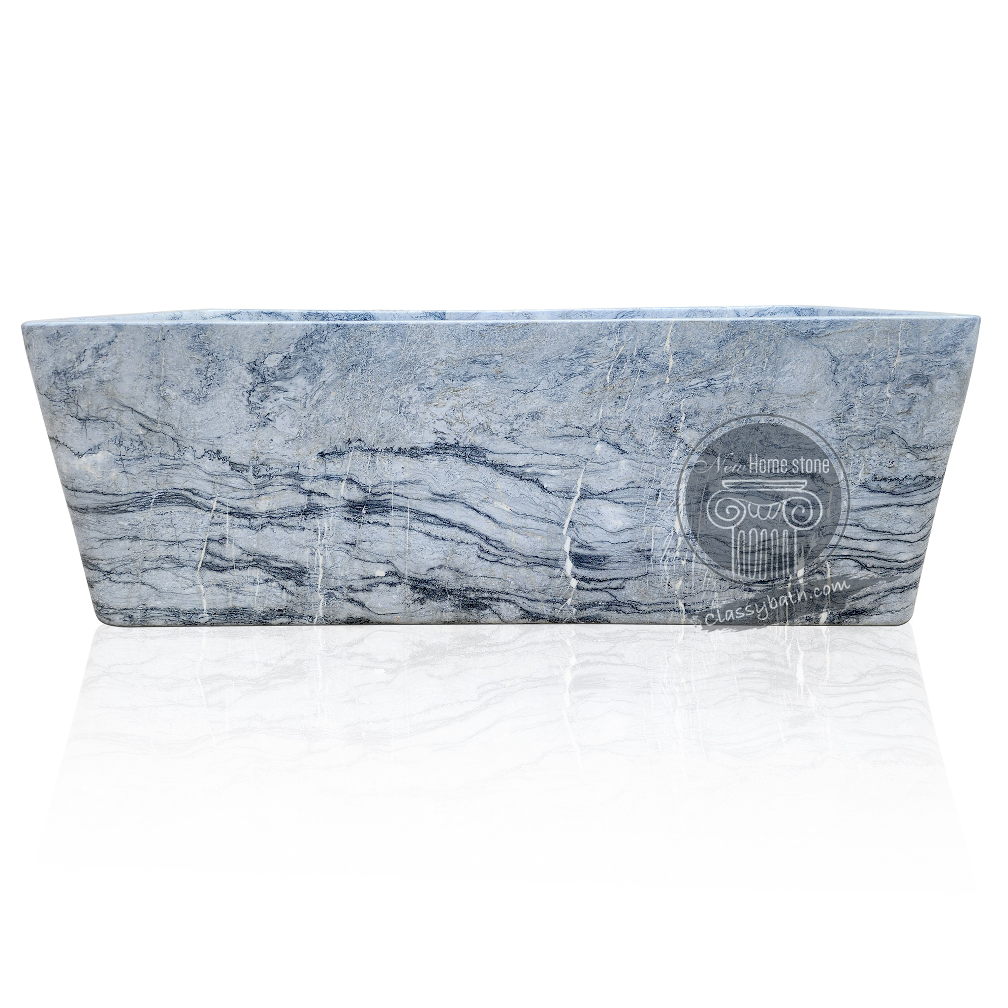 Italian Platinum Blue Marble Square Bathtub