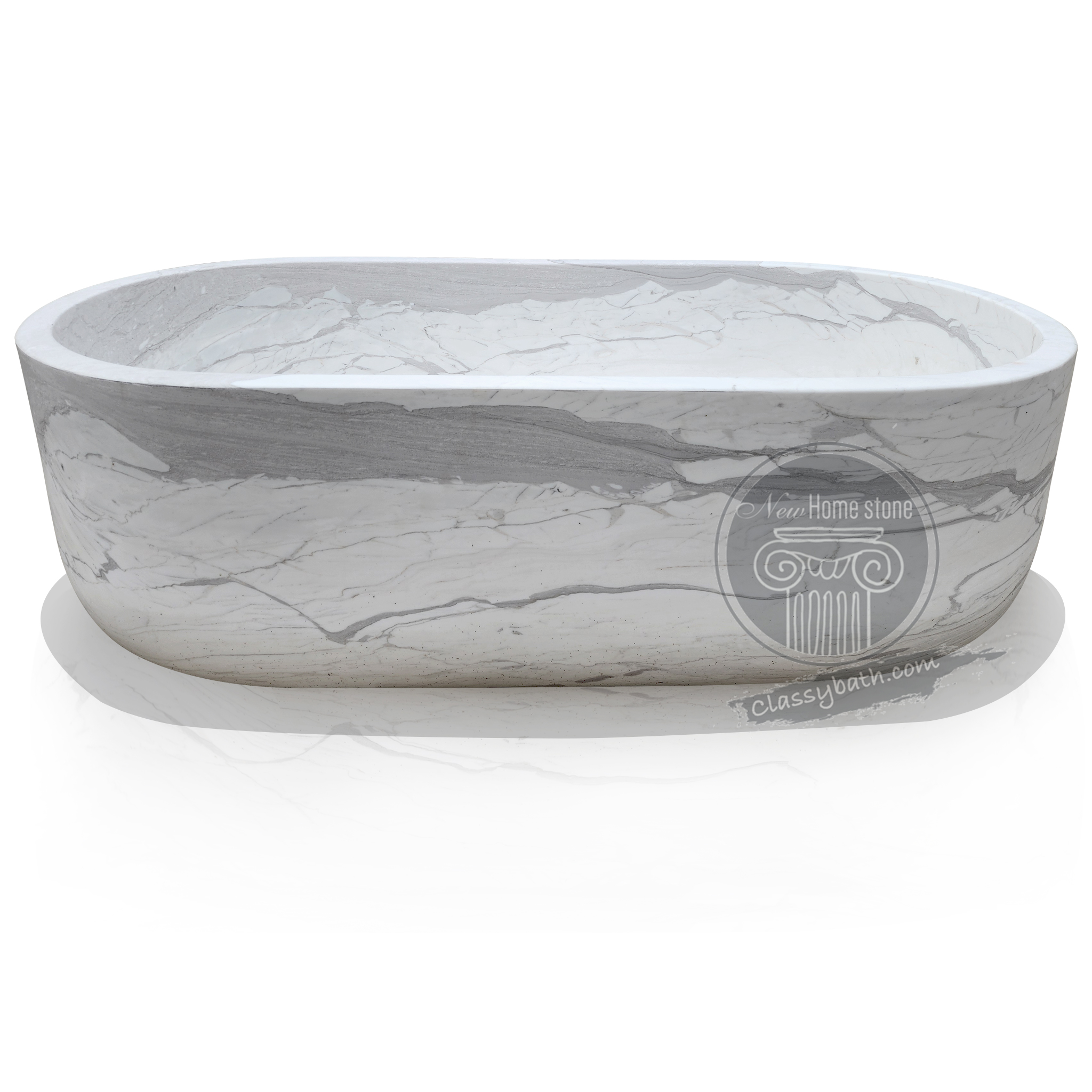 White natural stone bathtub