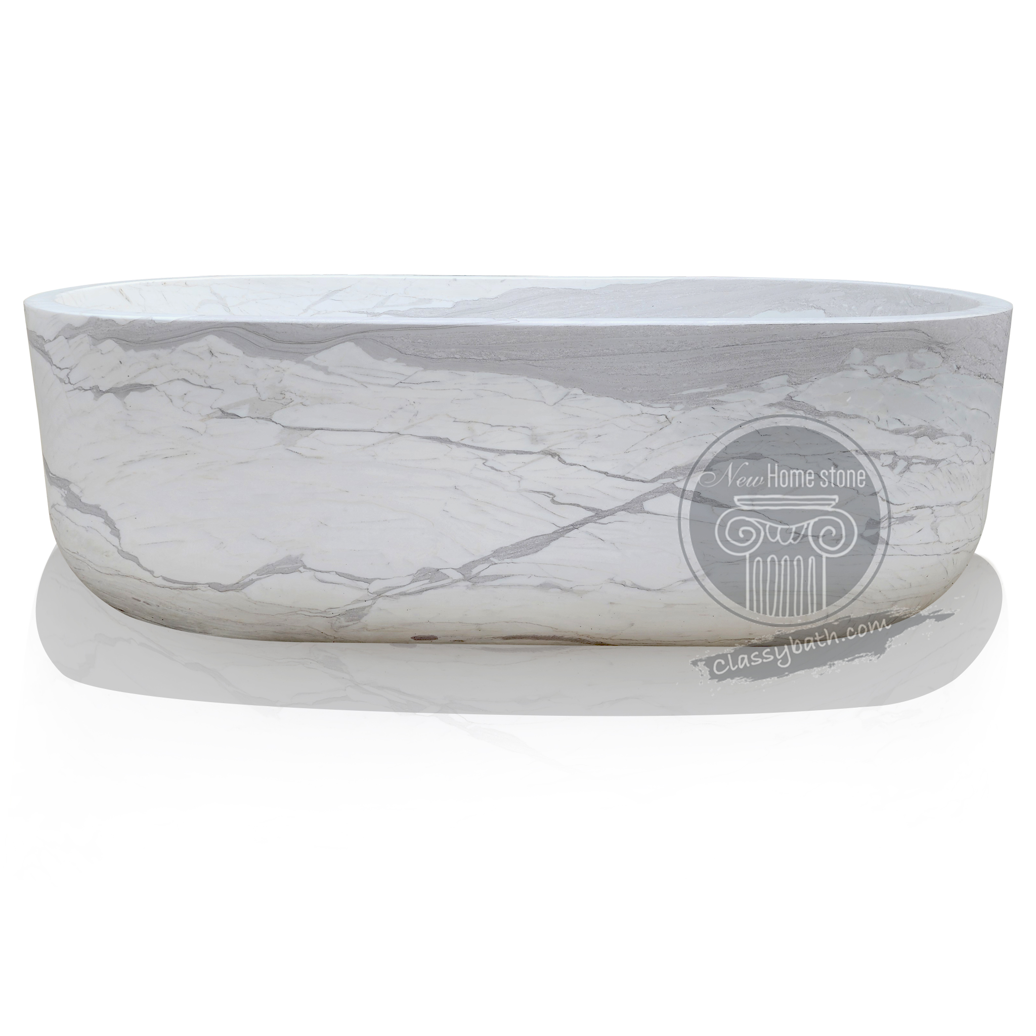 White natural stone bathtub