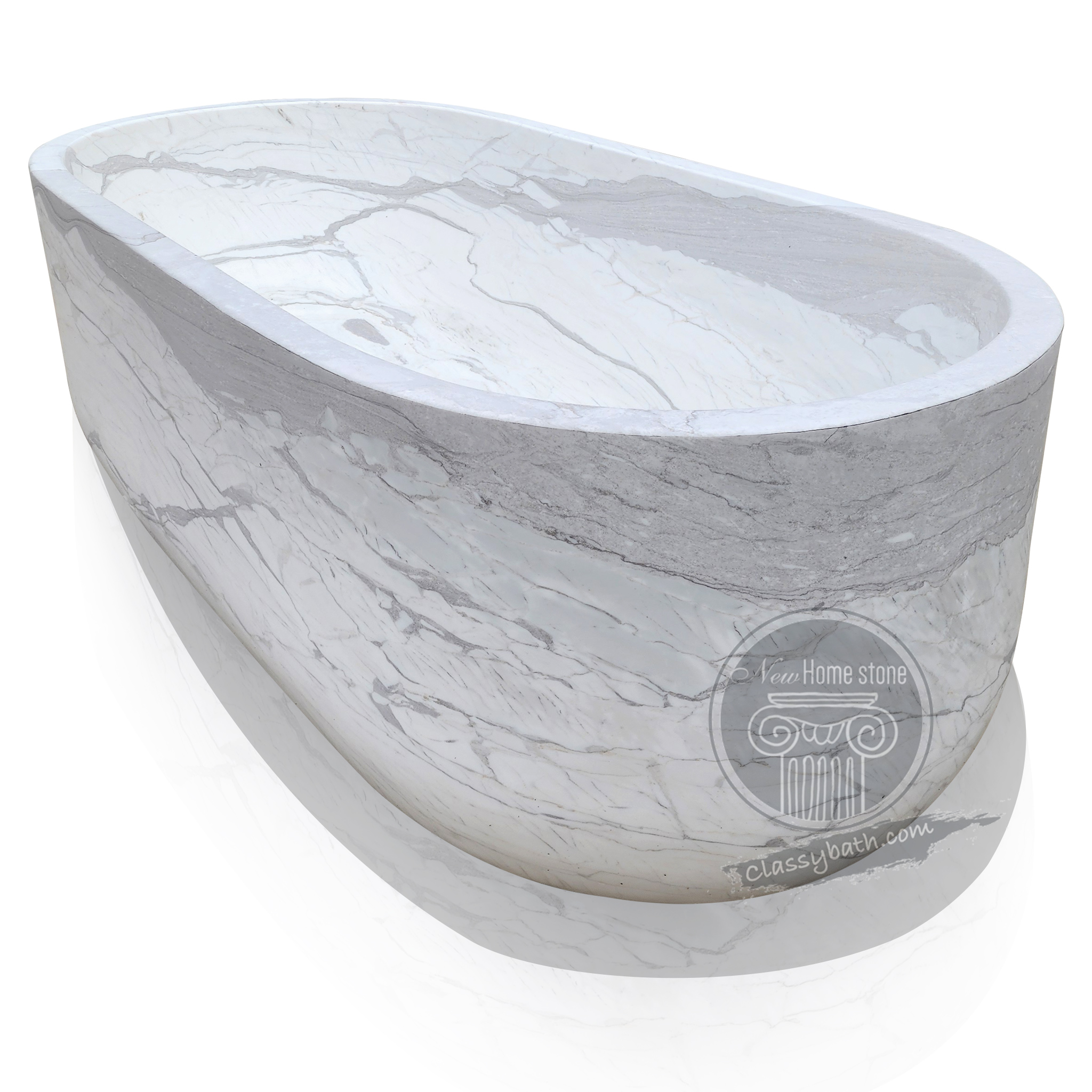 White natural stone bathtub