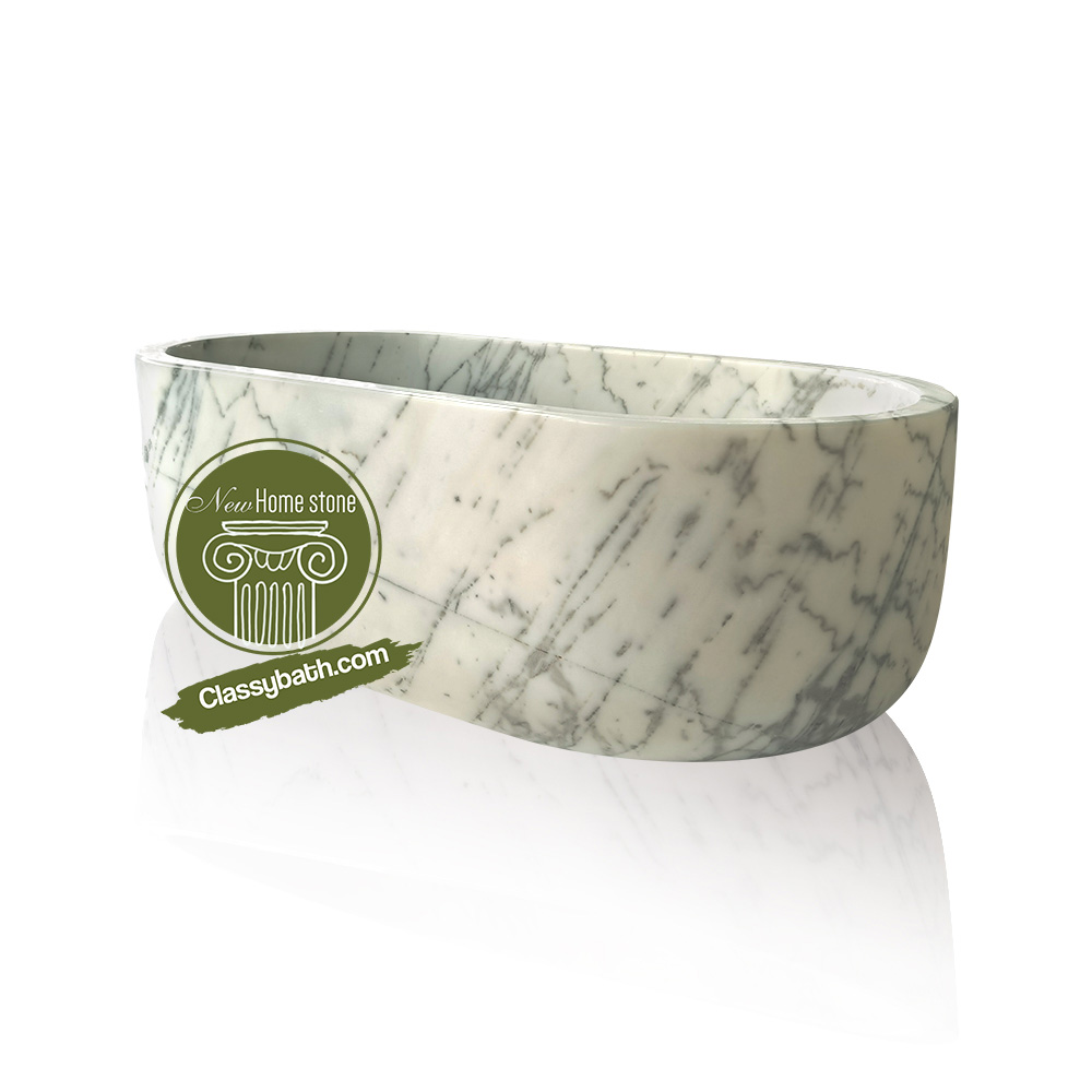 Gently Curved Corners Natural Stone Bathtub