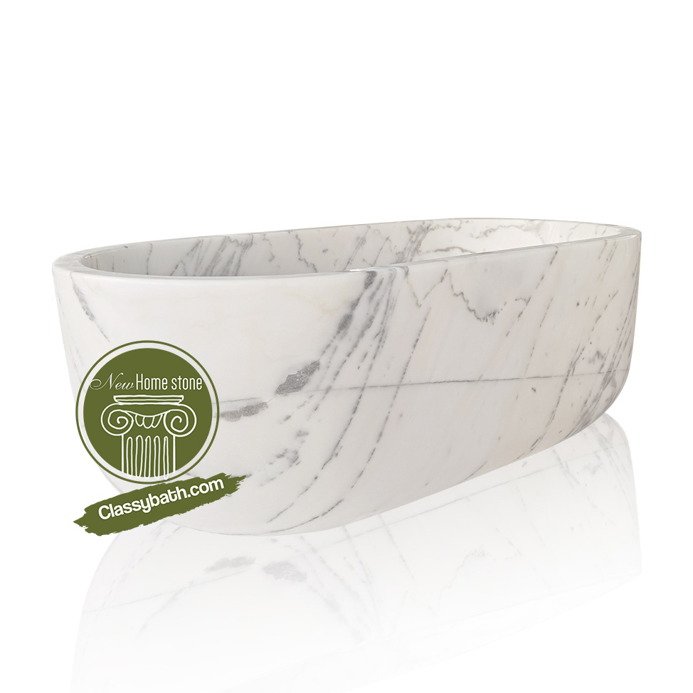 Gently Curved Corners Natural Stone Bathtub