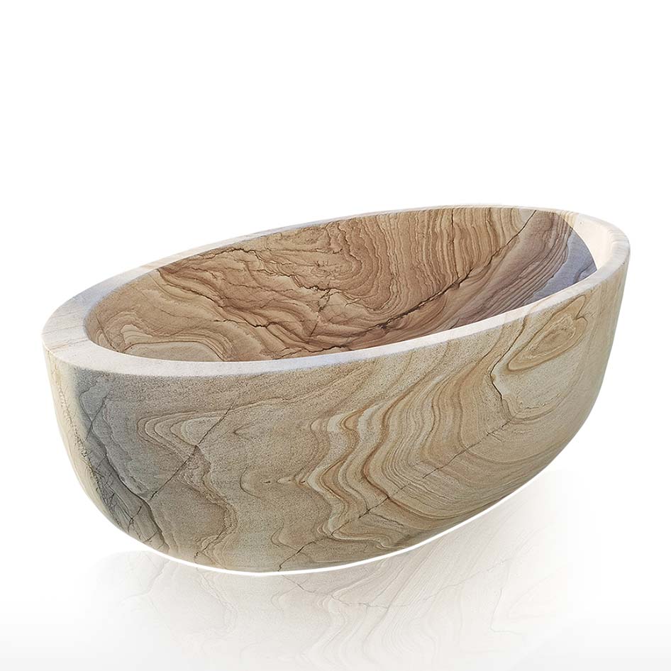 Wood Like Color Natural Marble Bathtub