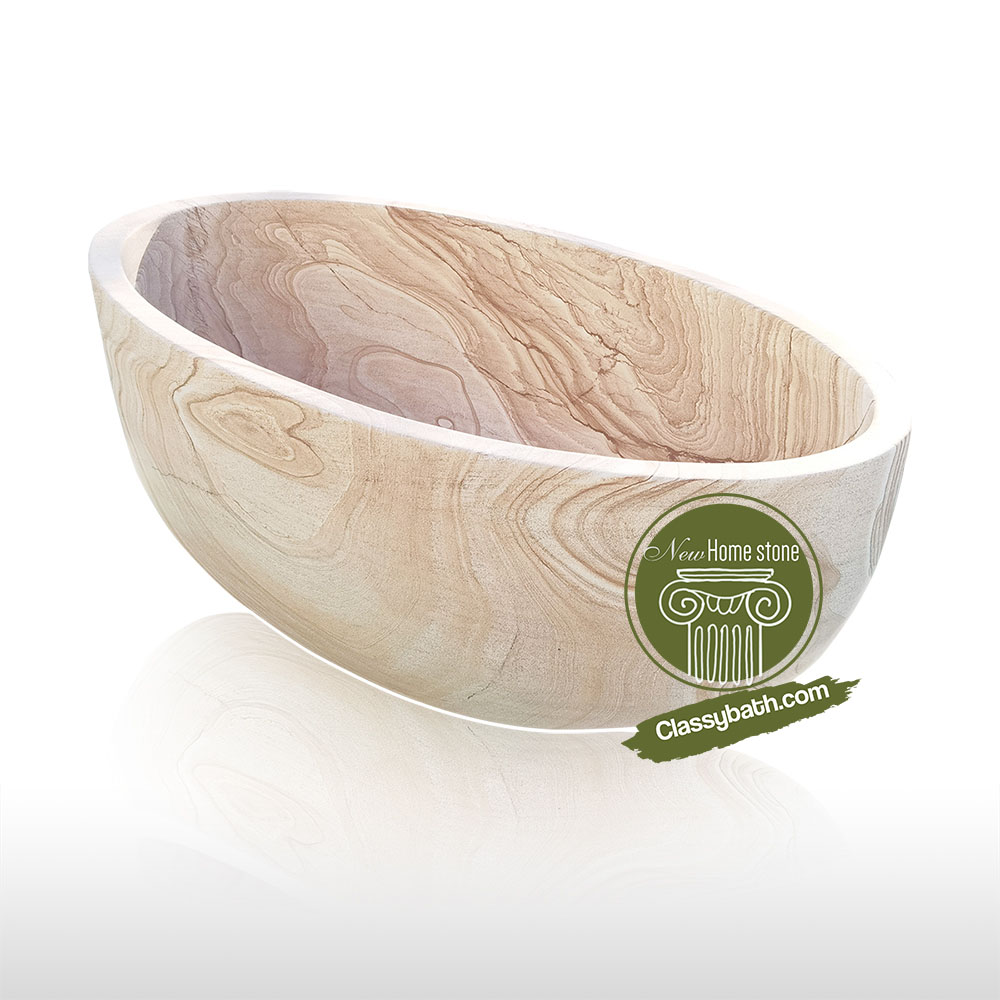 Wood Like Color Natural Marble Bathtub