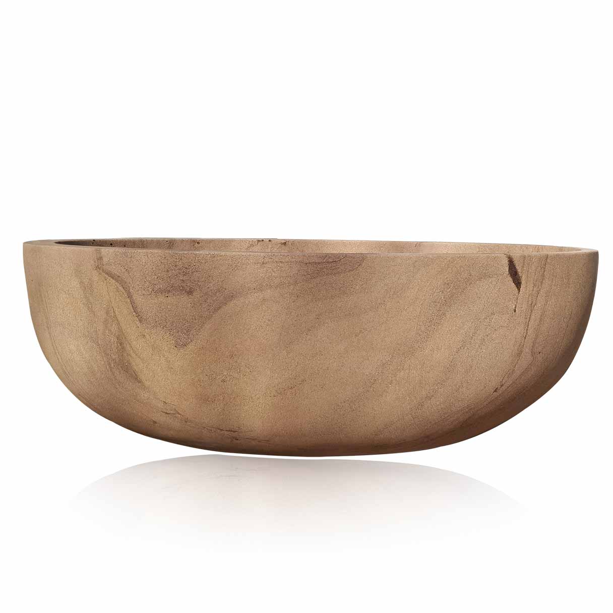Beige Egg-shaped Marble Natural Bathtub