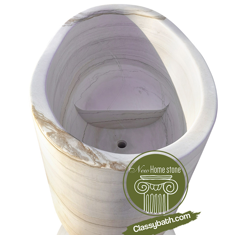 Freestanding Marble Soaking Tub With Built-in Seat